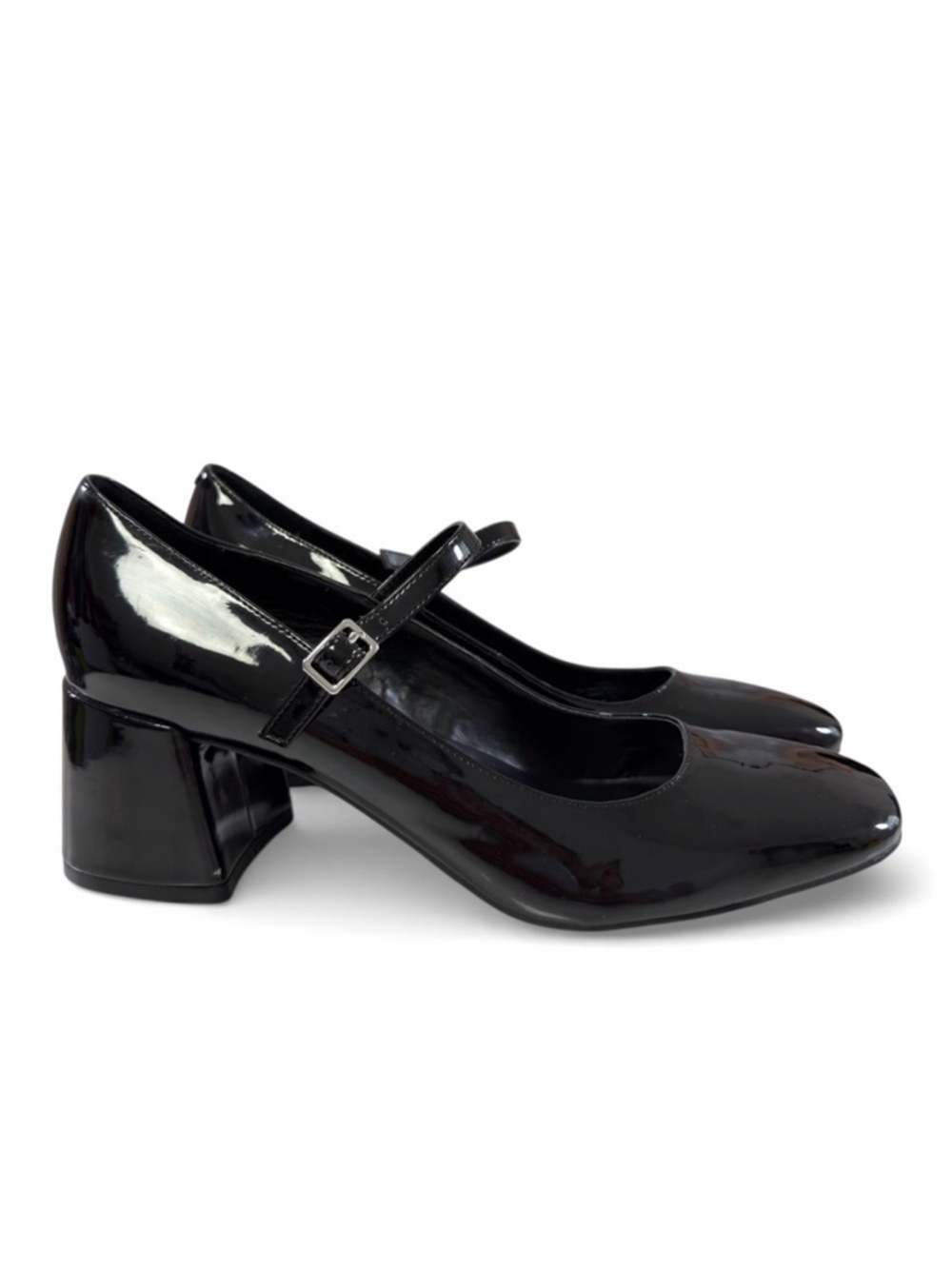 Marc Fisher Palie Mary Jane Black Patent Square Toe Block Heel Pumps Size 10M